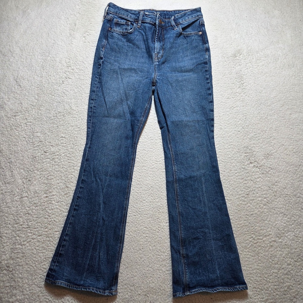Old Navy Flare Jeans Womens 10 Blue Denim High Rise Stretch Casual Boho Retro